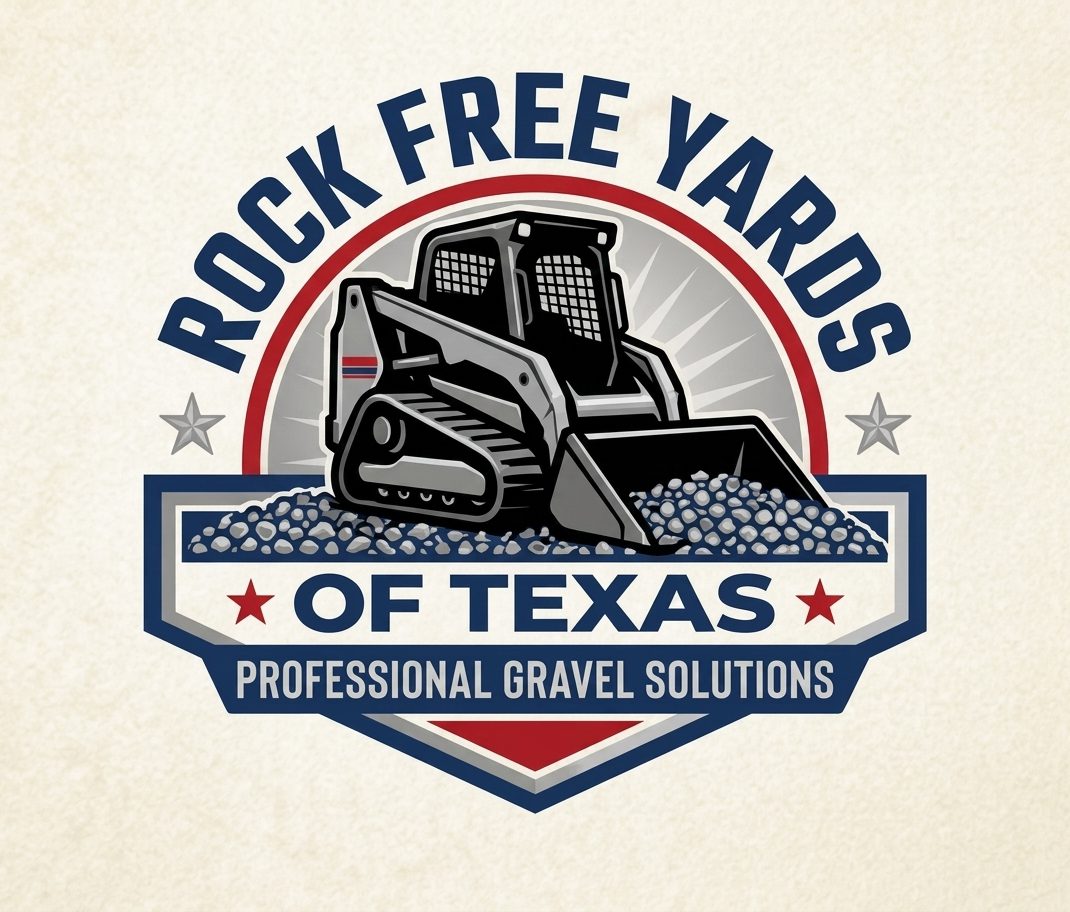 Skid-steer loader dumping gravel emblem